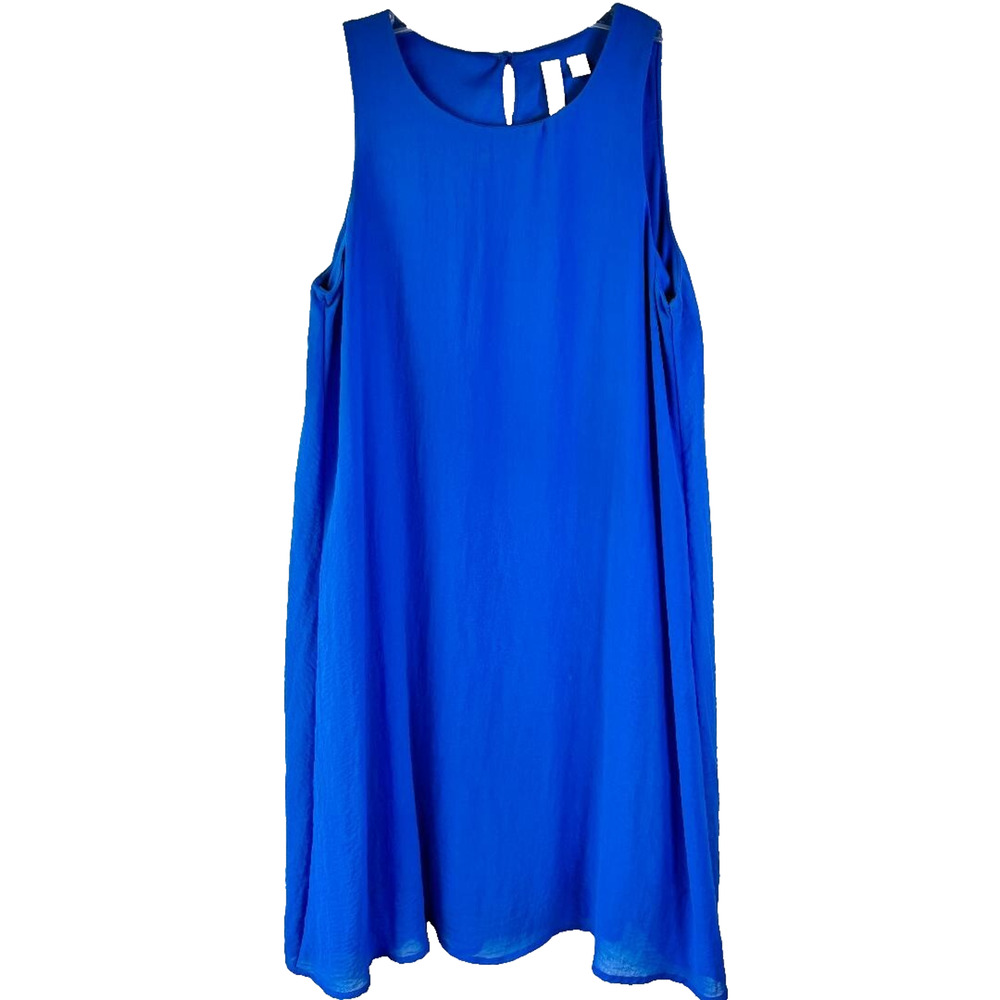 Tacera Blue Sleeveless Trapeze Dress Size M Causal